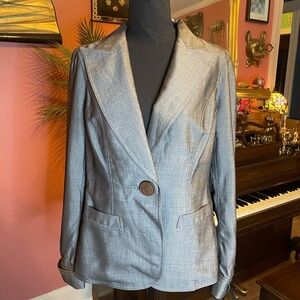 Y2K Charles Chang Lima beautiful grey silver blazer with large single button